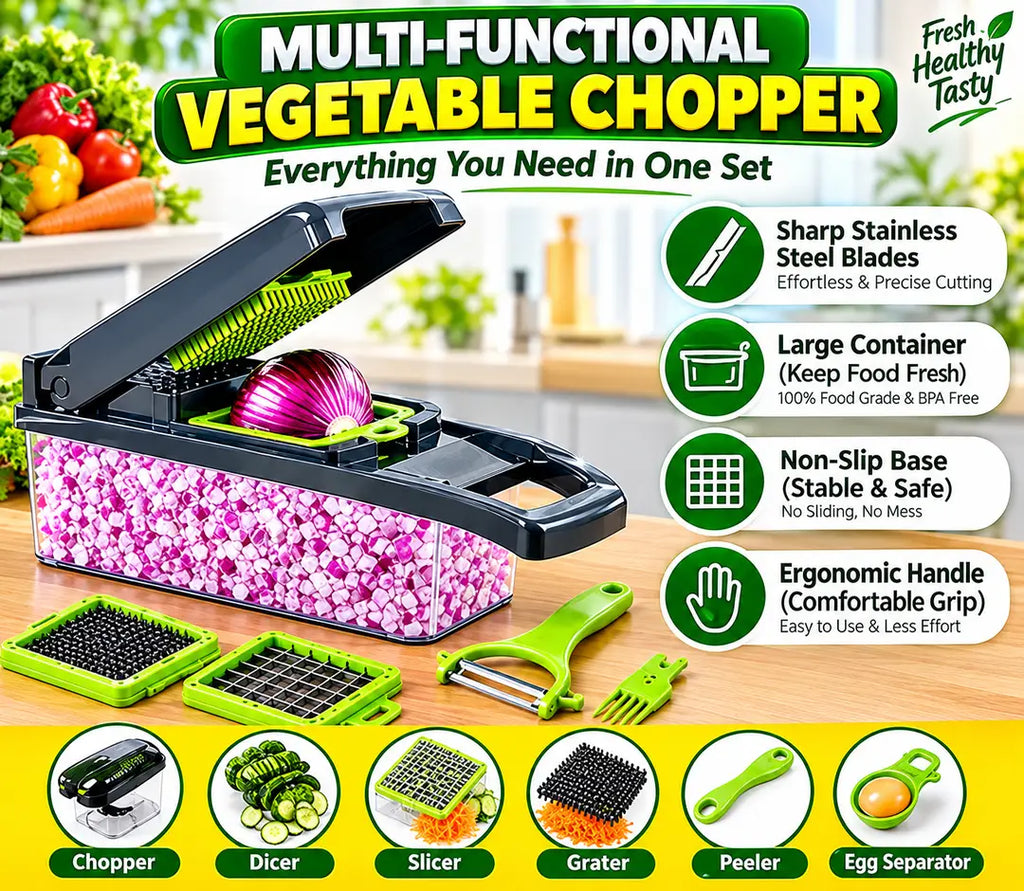 12-in-1 Multifunctional Vegetable Chopper & Slicer | Kitchen Cutting Tool