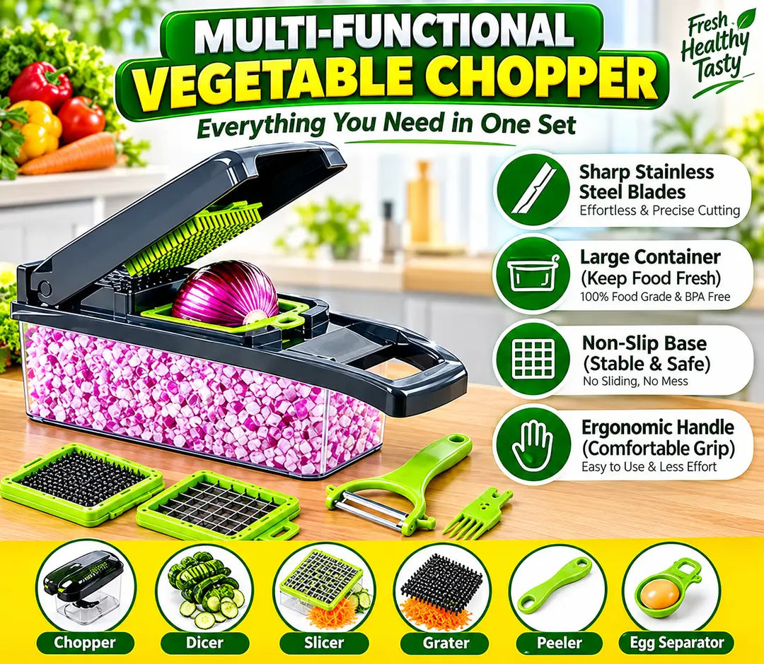 12-in-1 Multifunctional Vegetable Chopper & Slicer | Kitchen Cutting Tool