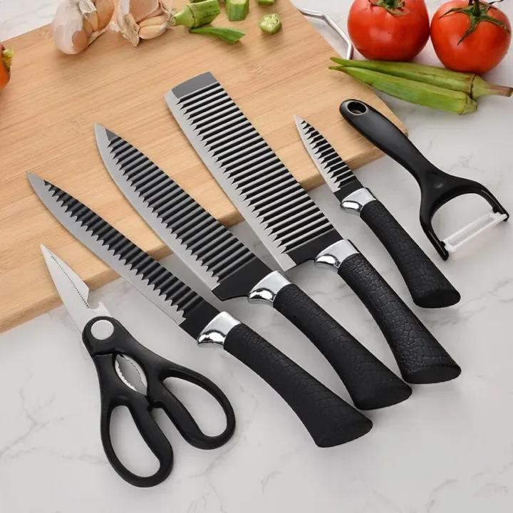 6-Pices Stainless Steel Chef Knife Set Black