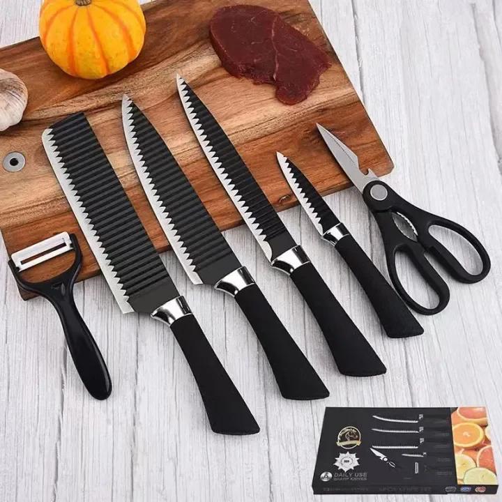 6-Pices Stainless Steel Chef Knife Set Black