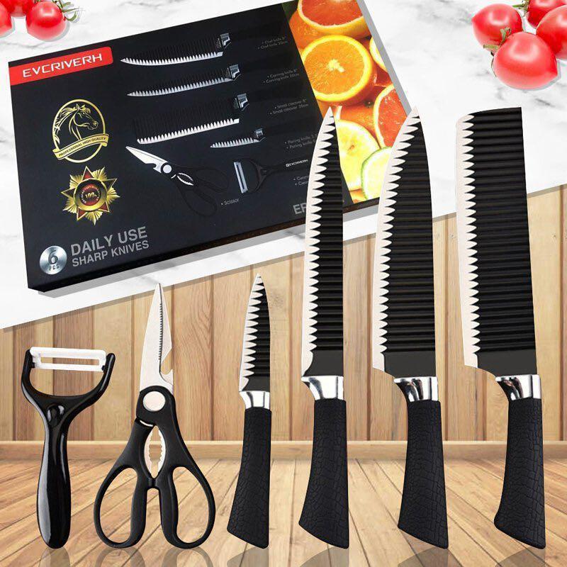 6-Pices Stainless Steel Chef Knife Set Black