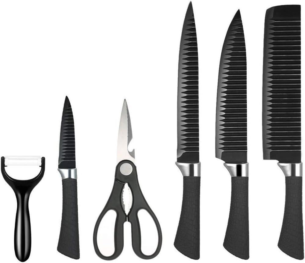 6-Pices Stainless Steel Chef Knife Set Black