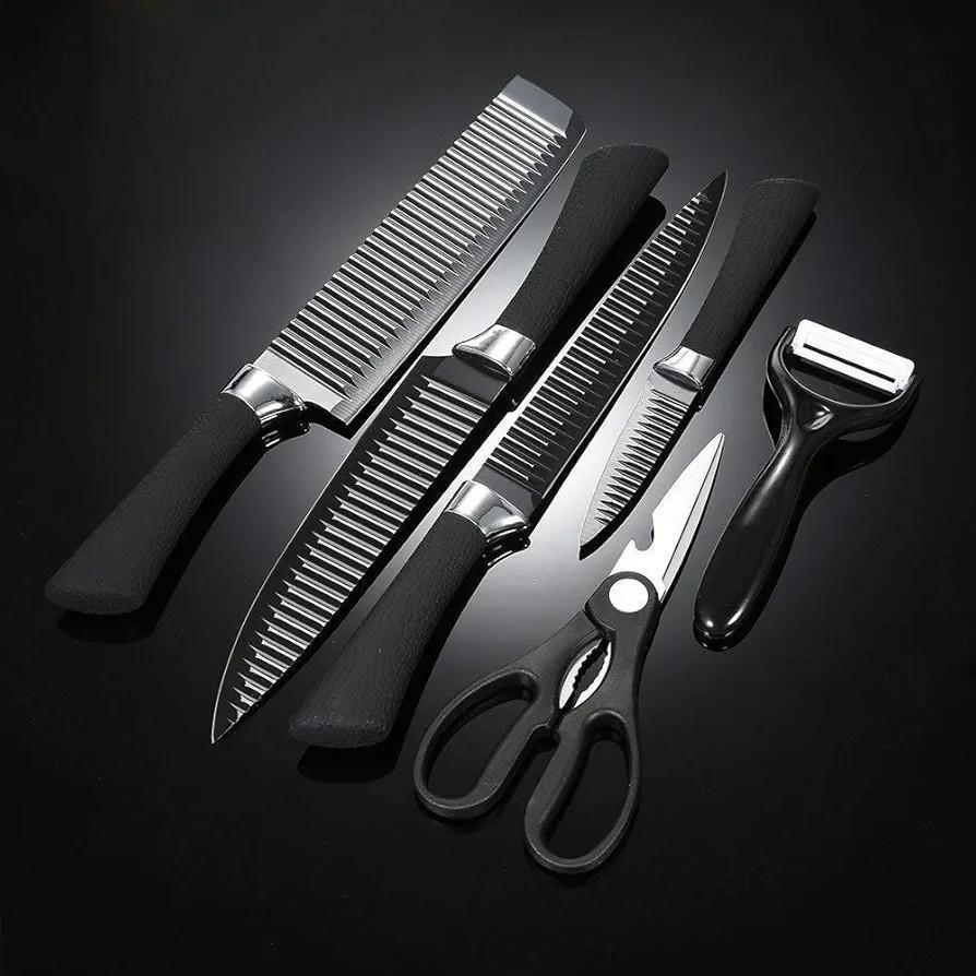 6-Pices Stainless Steel Chef Knife Set Black
