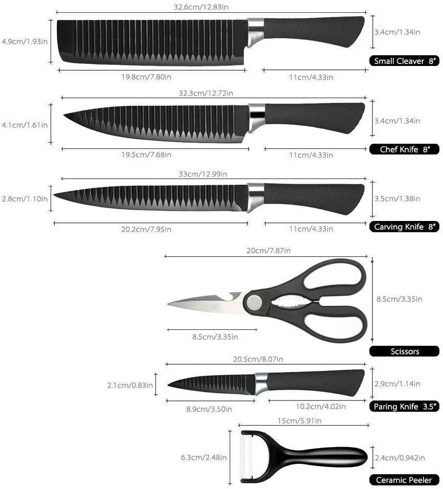 6-Pices Stainless Steel Chef Knife Set Black