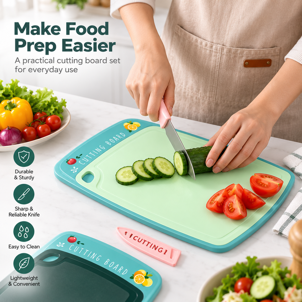 Plastic Cutting Board with Knife