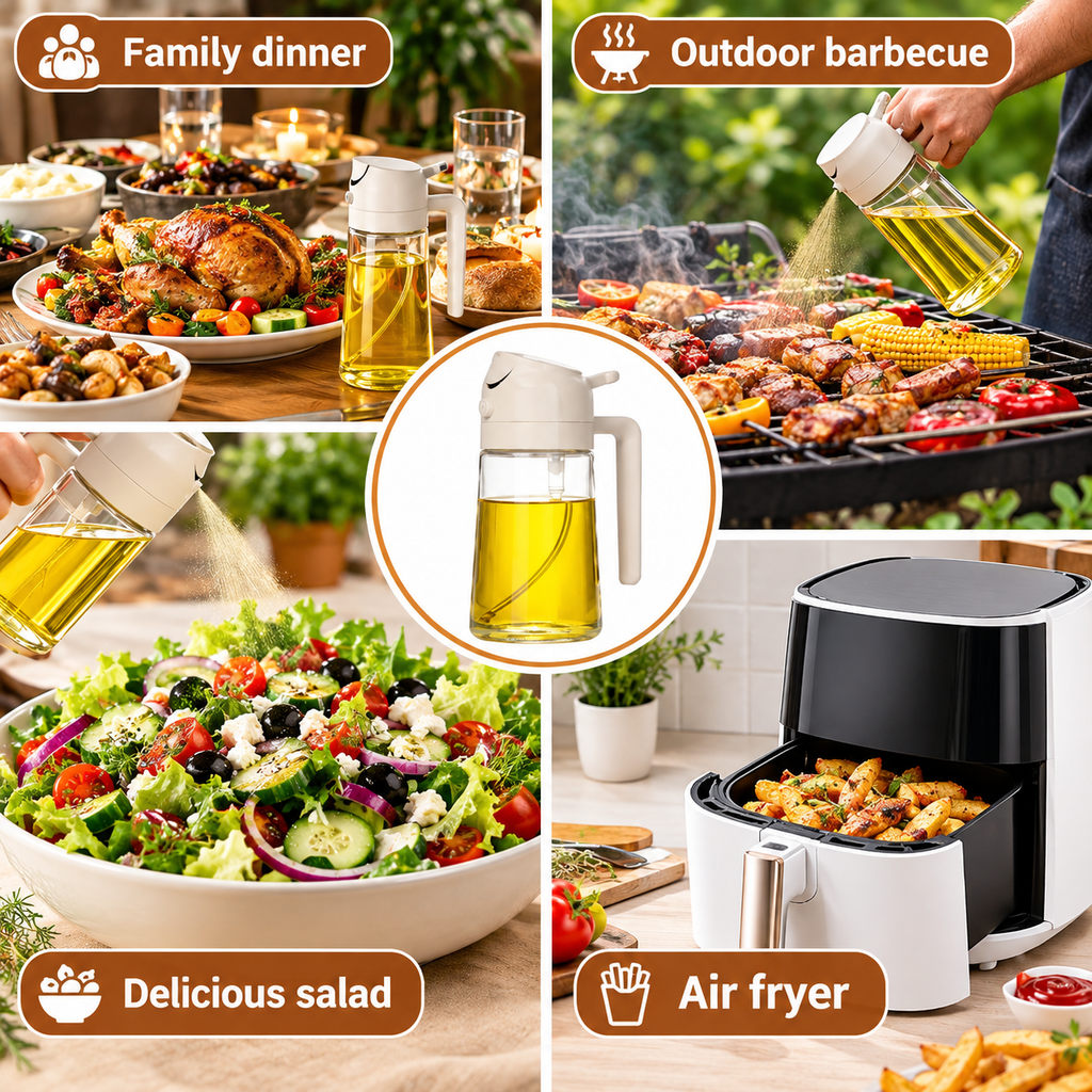 2-in-1 Oil Jug with Dispenser & Handle – Glass Cooking Oil Container | 450Ml - Glass (Random Color)